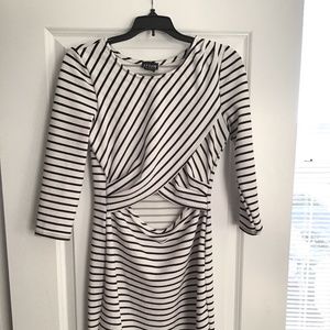 Black and white striped midi dress